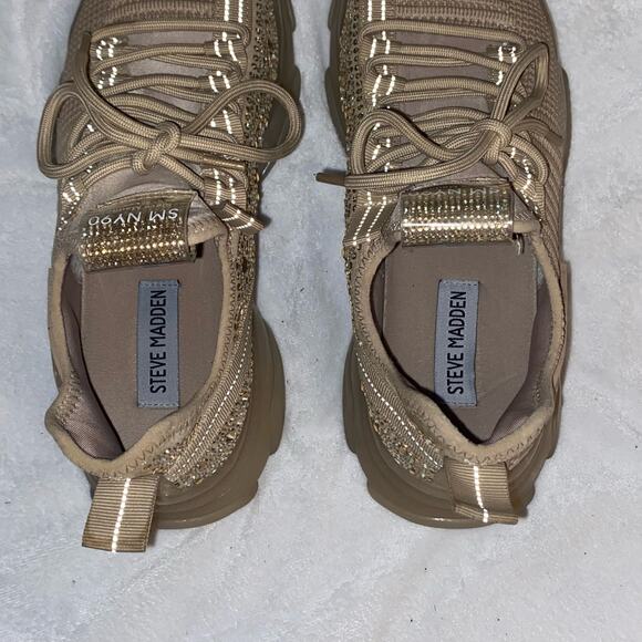 Girly Coquette Sparkly Steve Madden Maxima Rhinestone Chunky Festival Sneakers - Picture 7 of 9